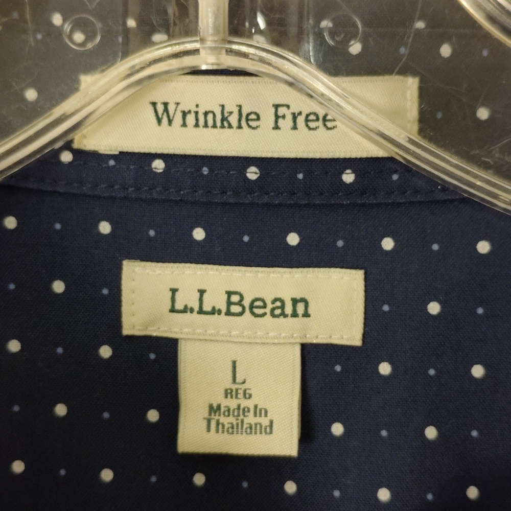 L.L. Bean Blue and White Casual Button Down Shirt - Picture 3 of 4